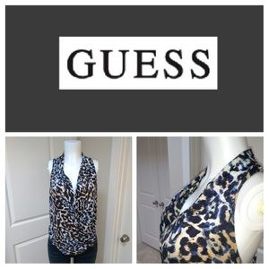 Guess Leopard Print Razor Back Sleeveless Top